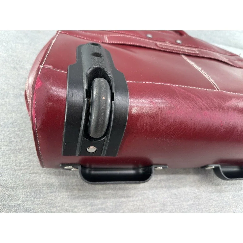 McKLEIN Red Leather Wheeled Laptop Case 15.6” Rolling Briefcase
